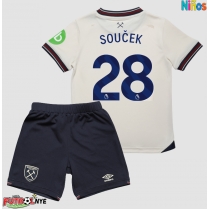 Camiseta West Ham United Tomas Soucek #28 Visitante Equipación para niños 2025-26 manga corta (+ pantalones cortos)